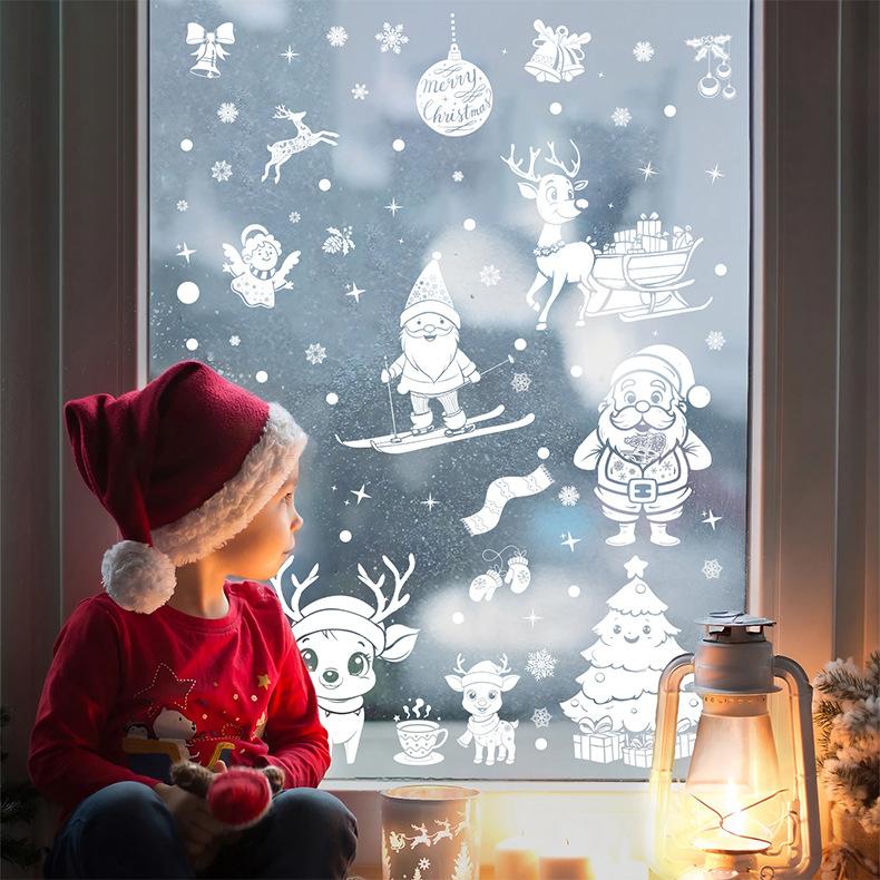 Christmas Electrostatic Window Stickers White Christmas Hanging Balls Christmas Decorations Shopping Mall Window Glass Window Stickers