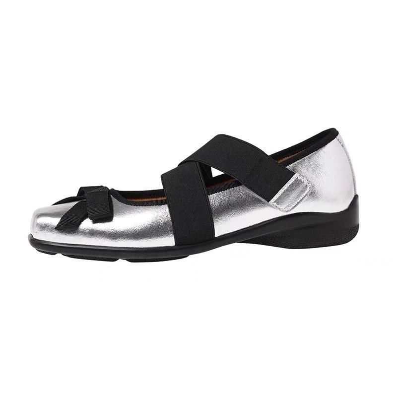 Mary Jane Shoes Children's New Spring Ballet Shoes Velcro Bow Retro Square Head Flat Shoes