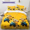 Minions Pattern Bedding Quilt Set  Home Decoration  Gift (1 * Duvet Cover + 2 * Pillowcase  Without Core)