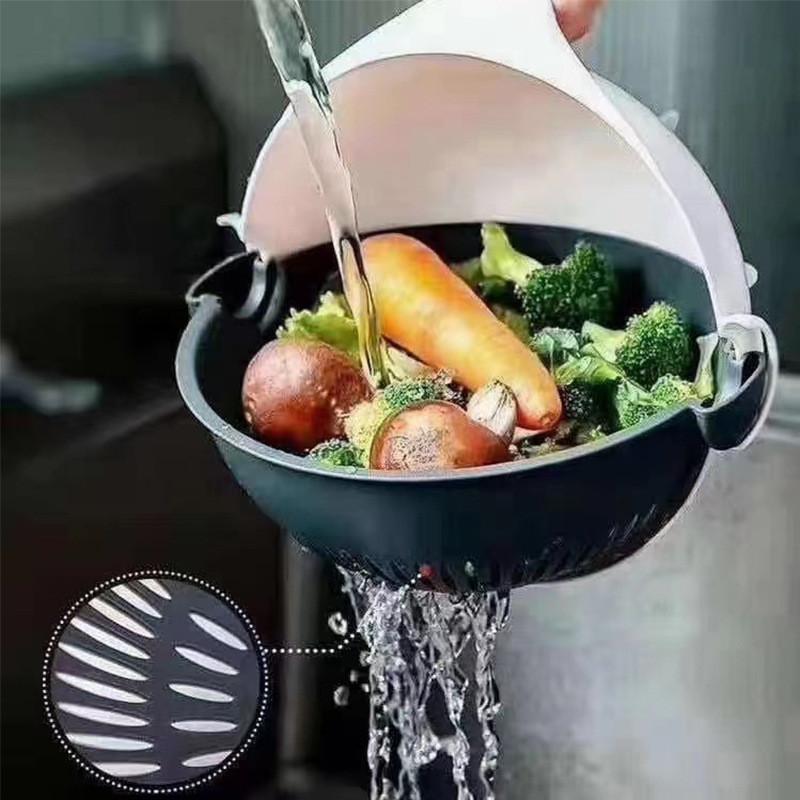 Multifunction Vegetable Chopper With Drain Basket For Home Kitchen Food Prep