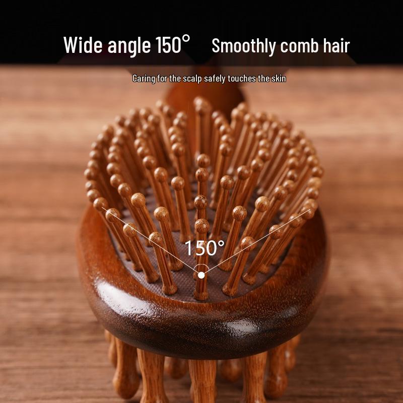 Multifunctional Green Sandalwood Cushion Brush: Double-Sided Massage Head, Airbag Design, Engraved Meridians Comb