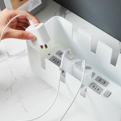 Plastic Household Cable Management Box Storage Bin Dustproof Power Cord Case Space Saving Stackable Charger Socket Organizer