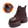Fashion GKTINOO Women Motorcycle Boots Genuine Leather 2025 New Zip Thick Soled Women Shoes Sewing Handmade Retro Short Platform Boots