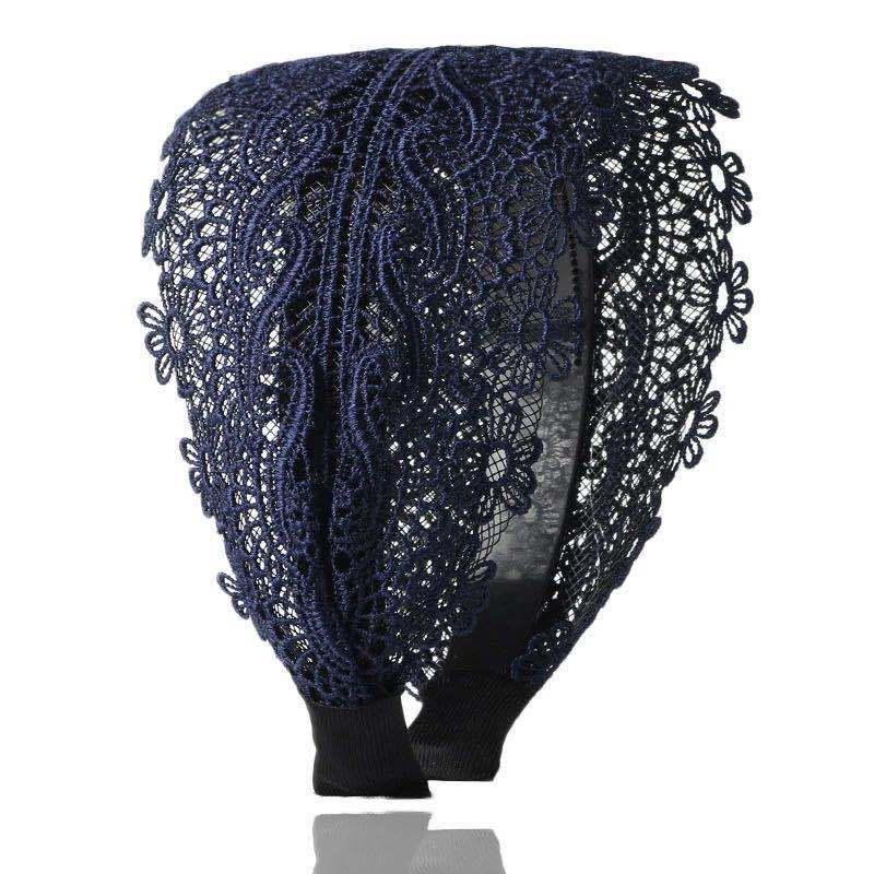 

Корейская минималистичная повязка для волос с широким краем - Модная белая резинка для волос для женщин темно-синий