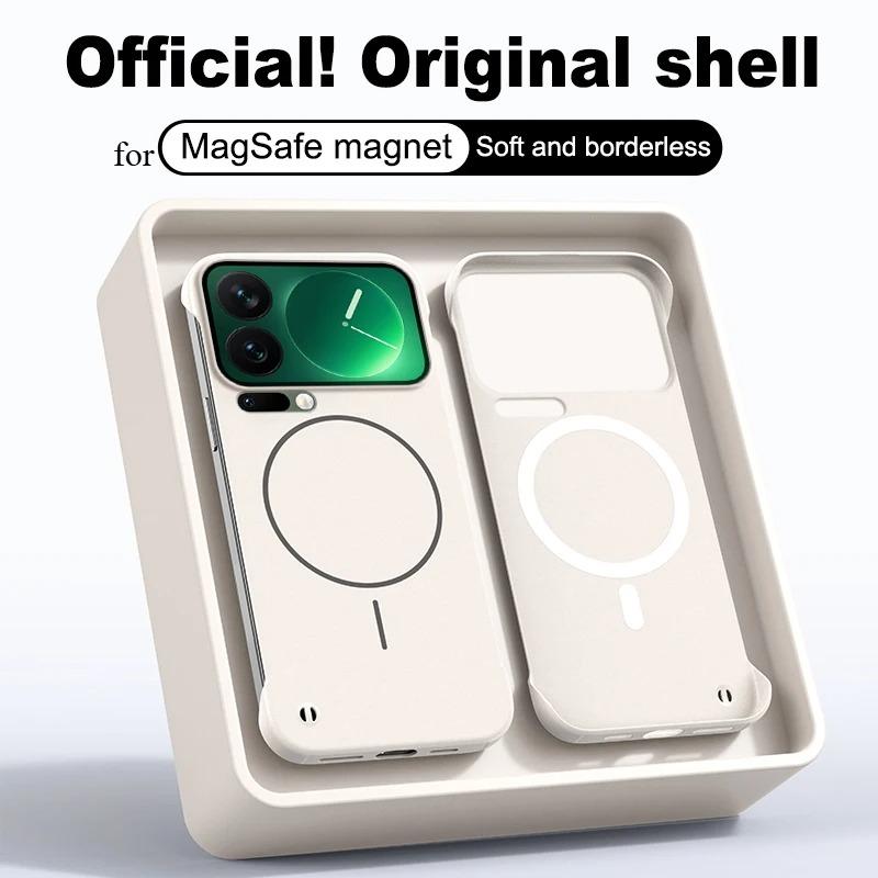 Luxury Slim Frameless Hard PC Phone Case For Xiaomi 17 Pro Max 15 14 17T 15T Pro For Magsafe Wireless Charger Drop Protect Cover