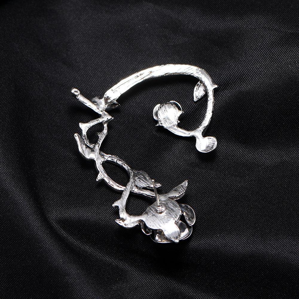 Dark Style Flower Ear Hooks Metallic Jewelry For Female Fashion