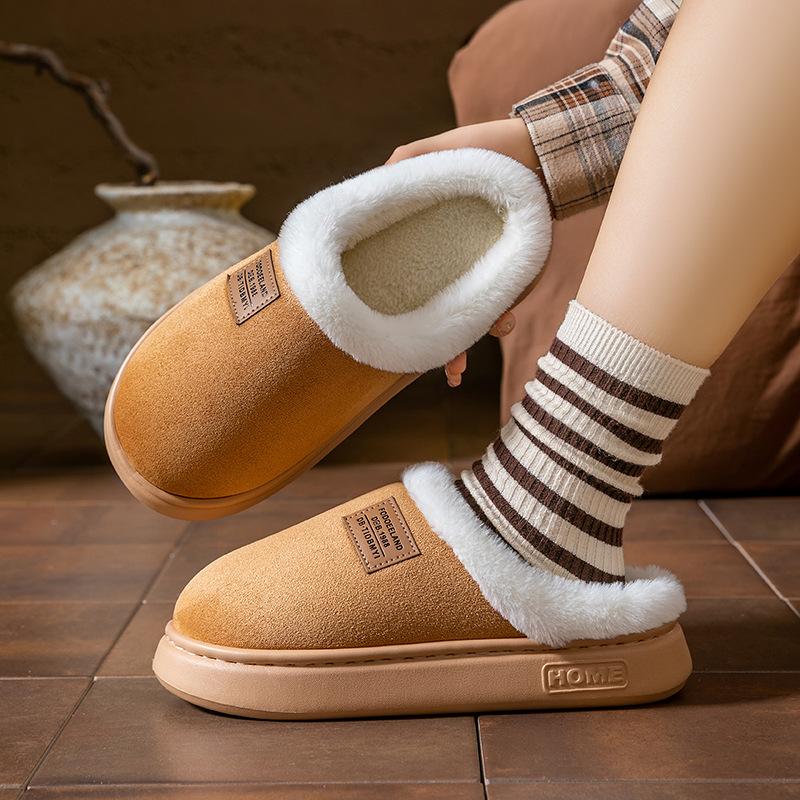 Couple Cotton Slippers Home Autumn and Winter Shoes Plush Warm Indoor Non-slip Plush Cotton Slippers