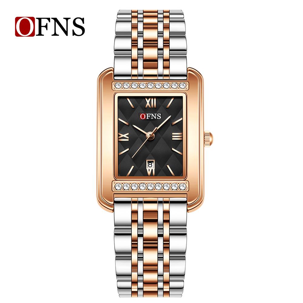 Women's Quartz Watch with Diamond Pattern Dial Stainless Steel Strap Waterproof Calendar Women Watch