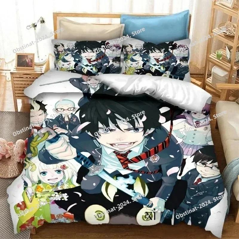 Fashion 3D Anime Blue Exorcist Bedding Set Printed Bed Set With Pillowcase Duvet Cover Soft Single Double Queen Super King Size