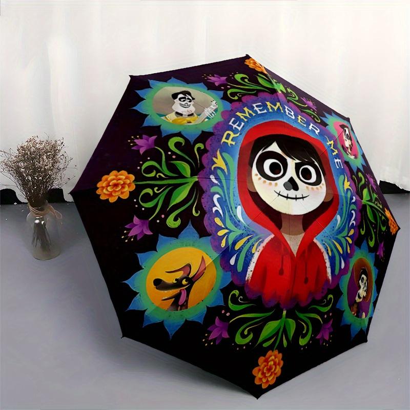 1pc Coco Miguel Design Cartoon Umbrella, Portable 3-Fold Compact Umbrella, Suitable for Camping, Hiking and Travel, Ideal Easter Birthday Gi