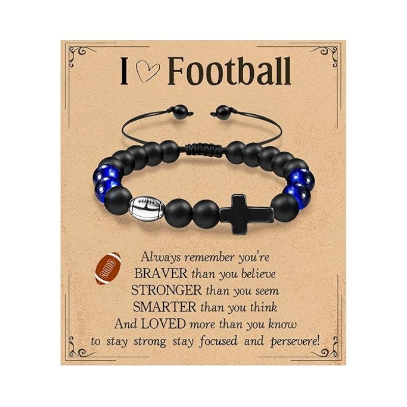 

JYL TS Bracelet Sports Ball Beads Charm Boosts Athletic Luck & Endurance i love football ультрамарин