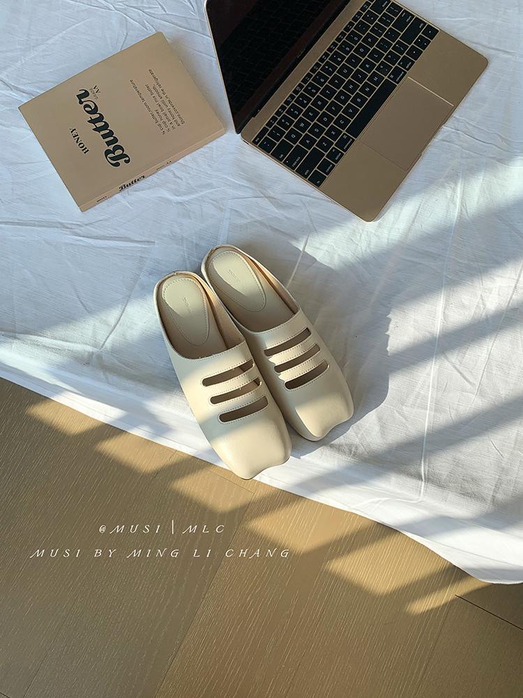 Fashion Summer Mules Slippers Women Shoes Casual Slippers Flat Cover Toe Slides Flat Heel Loafers Comfortable Versatile Footbed Sandals