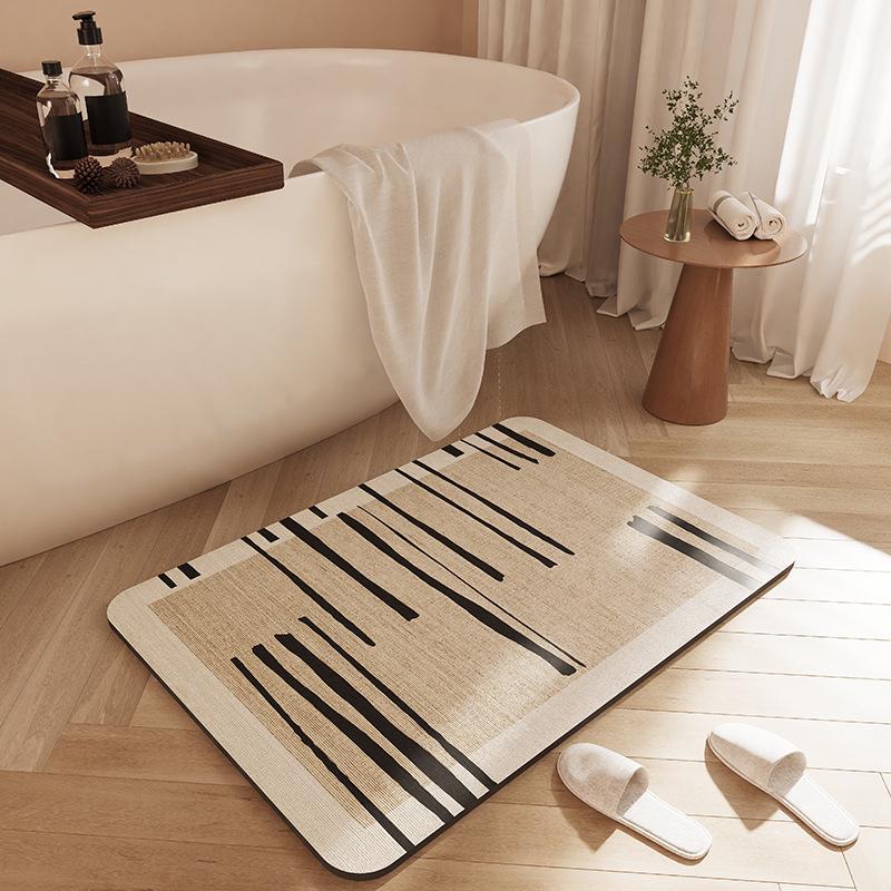 Minimalist Quick-Dry Absorbent Diatomaceous Earth Bathroom Floor Mat - Non-Slip, Wear-Resistant Foot Pad for Toilet Entrance