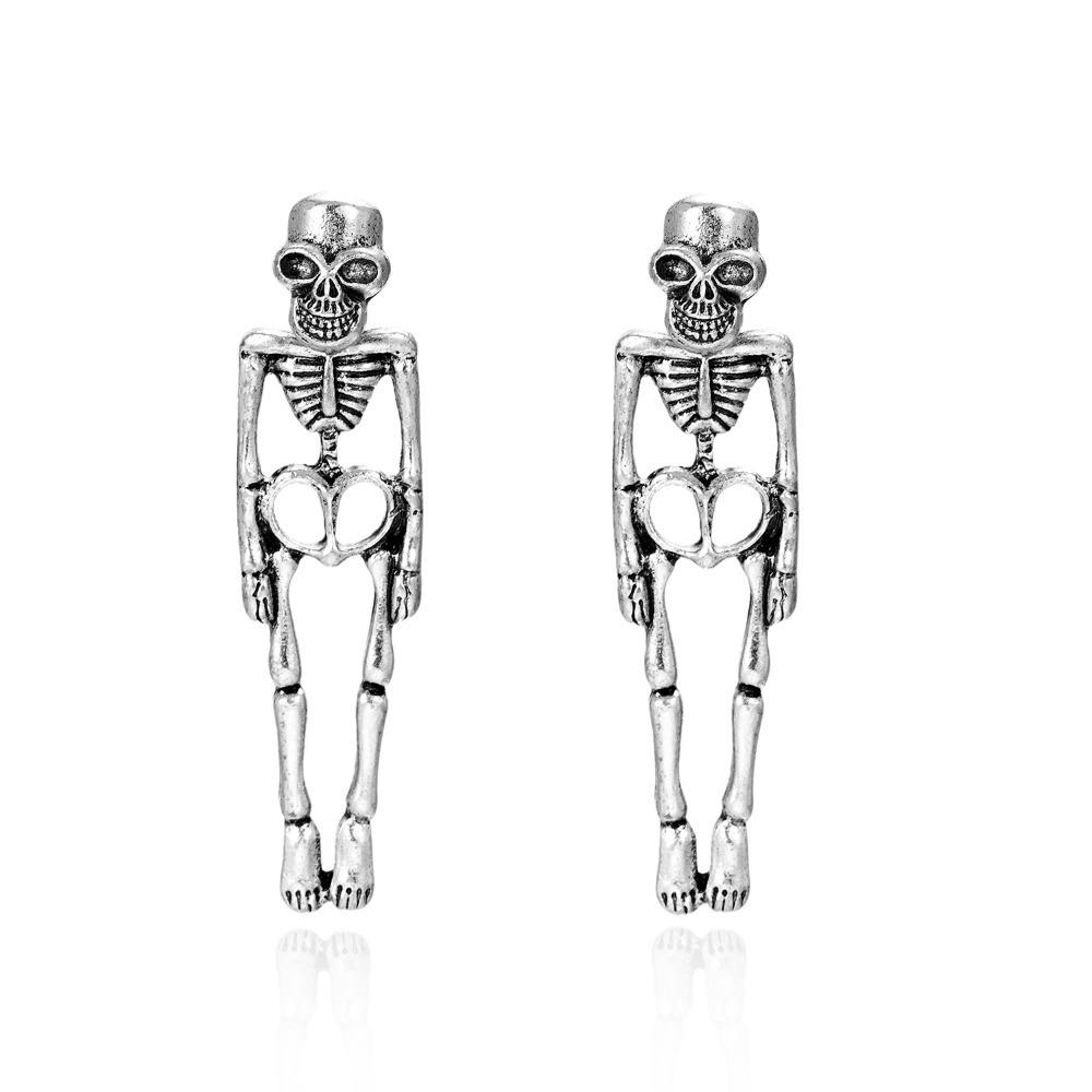 Zinc Zinc Alloy Skeleton Earrings Hip Hop Imitation Human Bone Earrings Aesthetic Halloween Earrings  Gift