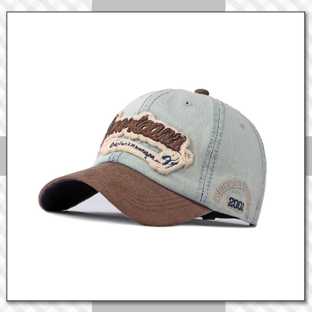 Chrome Crane Antique Denim Baseball Cap with 3D Adjustable and UV Light CB414 Men's Logo, Strap, Protection, Blue,