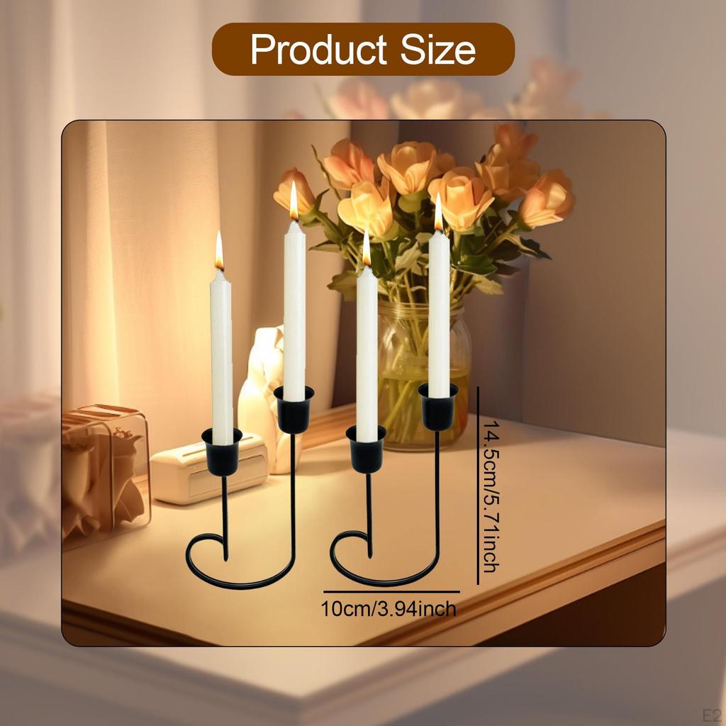 2Pcs Candle Holders Candlesticks Half Heart Shaped Base Art Decorative Black Stands for Villa