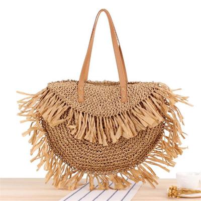 Tassel Beach Bags Round Straw Bag Women Hand Woven Big Large Knitting Handbags Casual Circular Bag Summer New Shoulder Bag
