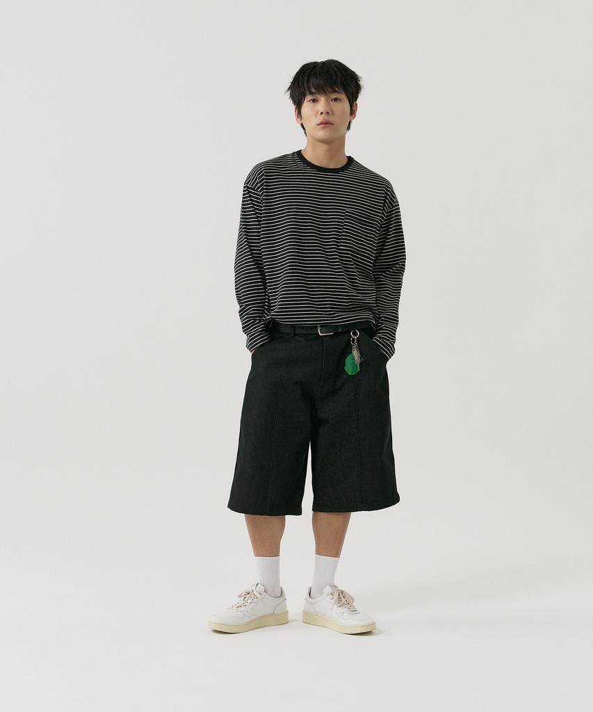 GNOK Striped Pocket Long Sleeve T-Shirt [Black]