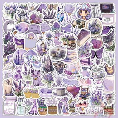 100Pcs/Set Purple Lavender Stickers DIY Fashion Decals Stickers