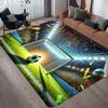 Creative Soccer Field Print Floor Mat, Sports Theme Non-Slip Washable Rug, Indoor Outdoor Decor Carpet for Living Room Patio