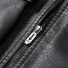 Mens Faux Leather Jacket Windproof Casual Oversized Workwear Coat With Lapel Collar Multiple Pockets