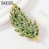 SKEDS Fashion Exquisite Luxury Shiny Rhinestone Leaves Badges Pins For Women Lady Fashion Design Decoration Corsage Brooches
