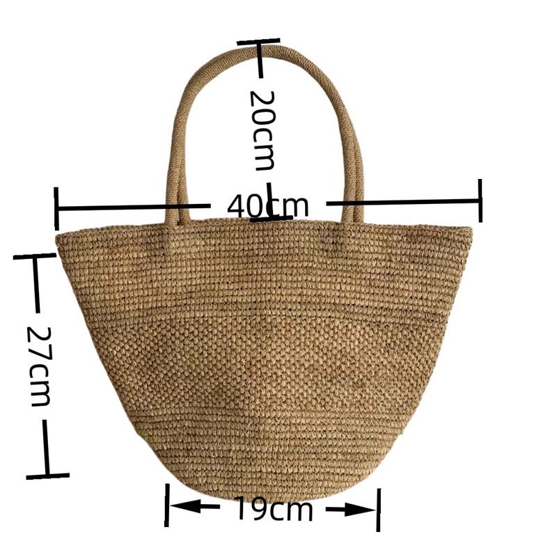 Straw Handmade Woven Bag for Women - Handmade Raffia Woven Tote Handbag, Summer Mesh Beach Purse for Vacation Holiday