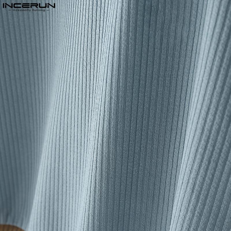 INCERUN Men V Neck Short Sleeve Stitching Casual Loose T-shirts Rib Tops