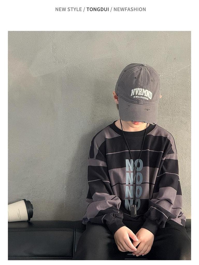Boys’ Striped Sweatshirt: Comfortable and Stylish Autumn Wear for Big Kids, 2025 Collection