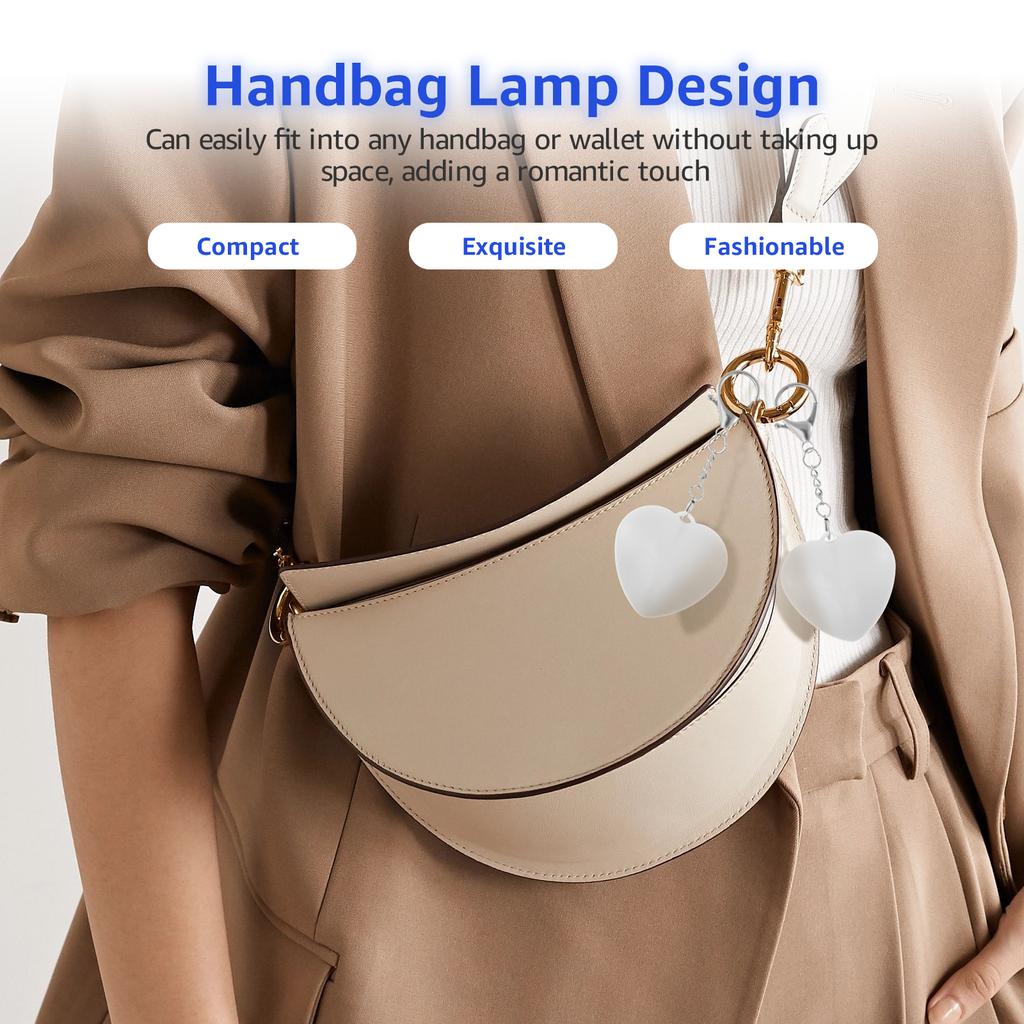 2PCS Purse Glow Heart Light LED Automatic Sensor Purse Light Touch Activated Handbag Light Handbag Night Light Handbag Lamp
