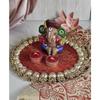 SATYAM KRAFT 1 Pc Handmade Jhumki Platter (10 Inch) with Gota Patti & Golden Moti