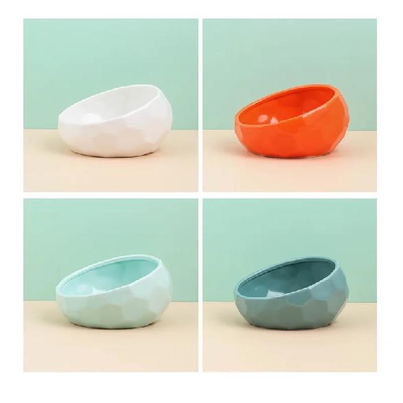 Ceramic Pet Bowl with Bamboo Stand for Dogs and Cats, Puppy Water Food and Drinking Feeder, Non-Slip Cat and Dog Feeder