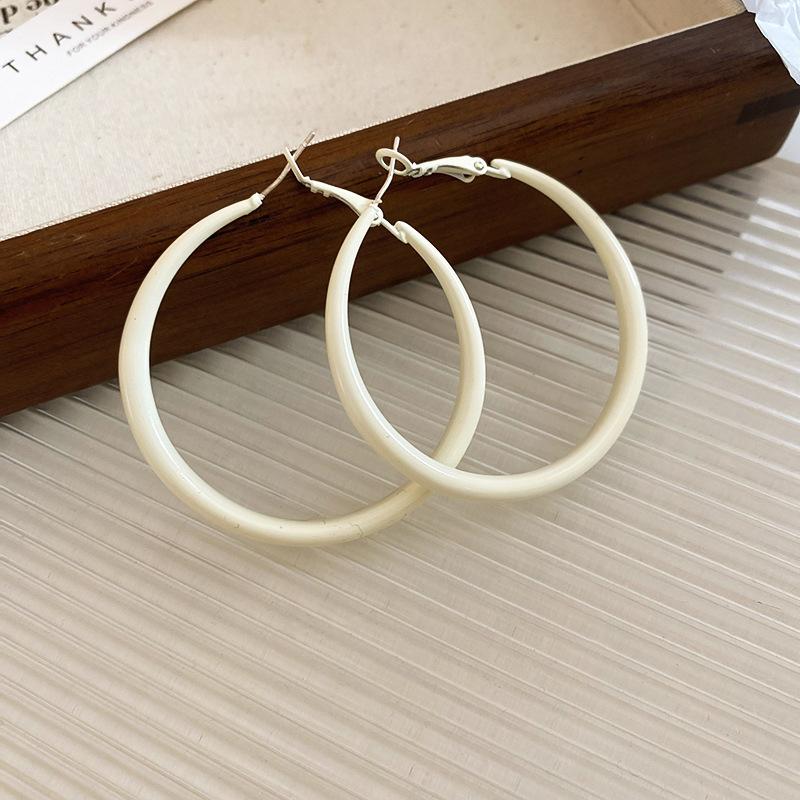 Dopamine Geometry Element Ring Earrings Women's Round Face Explosion Premium Sense Earrings Niche Design Stud Earrings Sweet Earrings