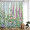 1 stuks Vingerhoedskruid Badgordijn - Elegant Paars Roze Bloemen Aquarel Tuinscène met Varens op Zachte Pastel Achtergrond, Polyester
