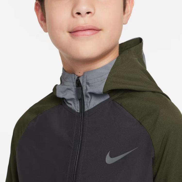 Nike Color Block Mikina s kapucí na zip, ležérní s dlouhým rukávem, dětská bunda, uhlová DO7095-060