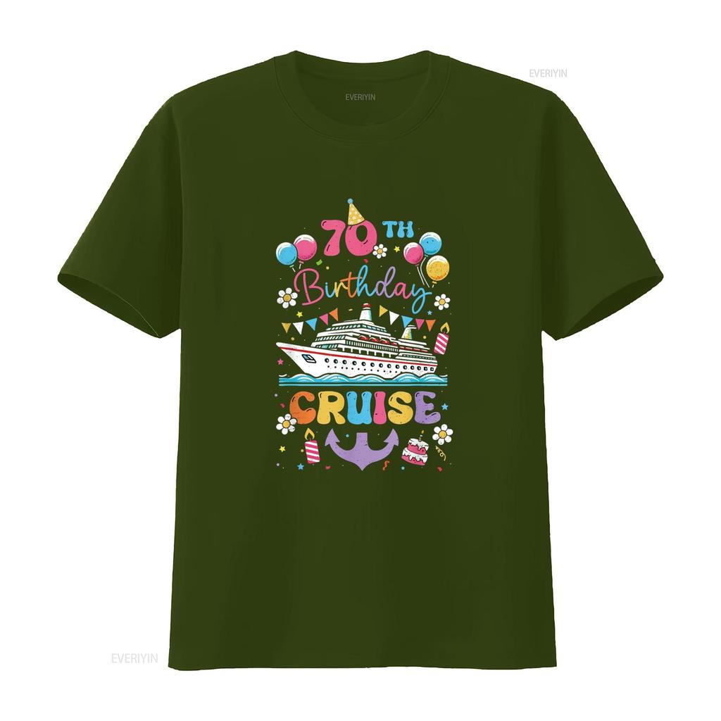 70th Birthday Cruise 70 Years Old Cruising Crew T Shirt vintage Washed Breathable Casual homme Stylish Unisex Stretched