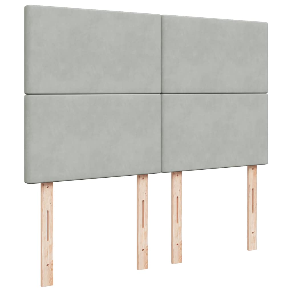 Ottoman Bed with Mattress In Light Grey 140 X 190 Cm Velvet