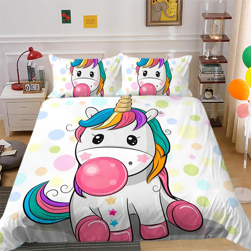 

Домашнее постельное белье с принтом единорога, полноразмерные покрывала, комплект постельного белья из микрофибры, высококлассный домашний текстиль UK Single 135x200cm