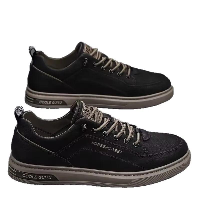 Men's Thick Sole Sneakers Designer Sports Shoes Fashion Casual Fiber Leather Breathable Height Increase Flat Thick Sole Shoes