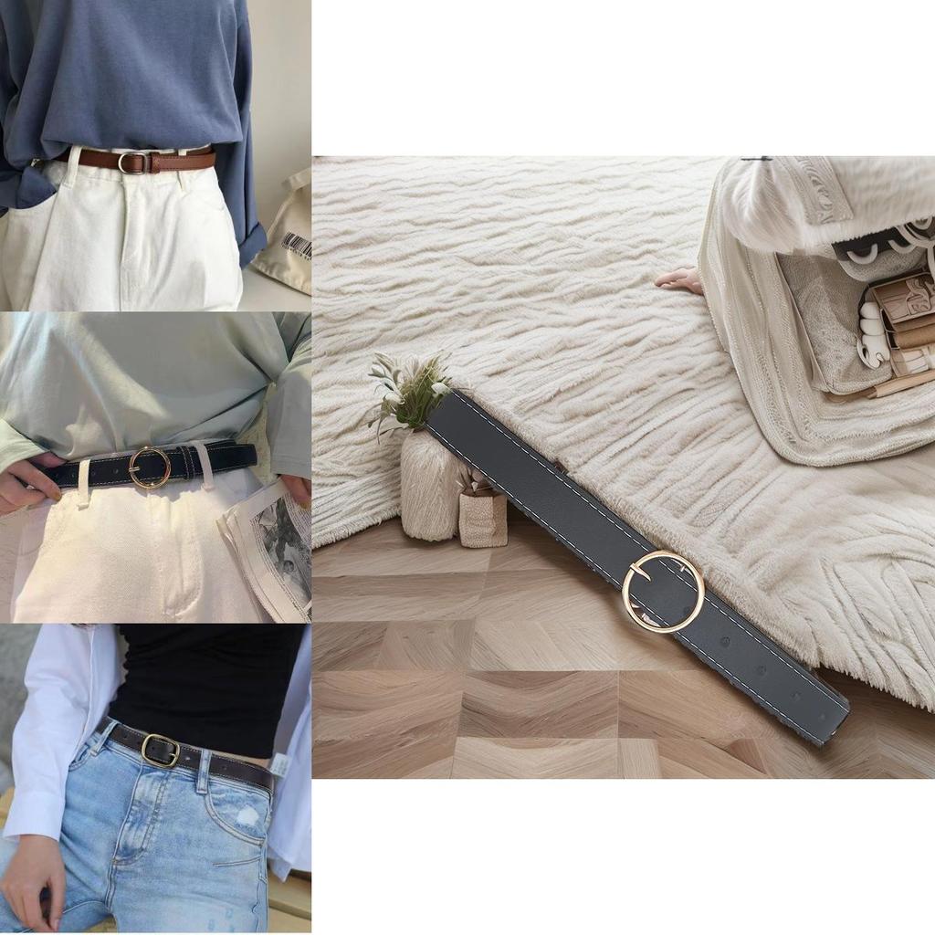 Modern Womens Gold Buckle Waist Belt Timeless Pu Material Ideal For Jeans And Attire Casual