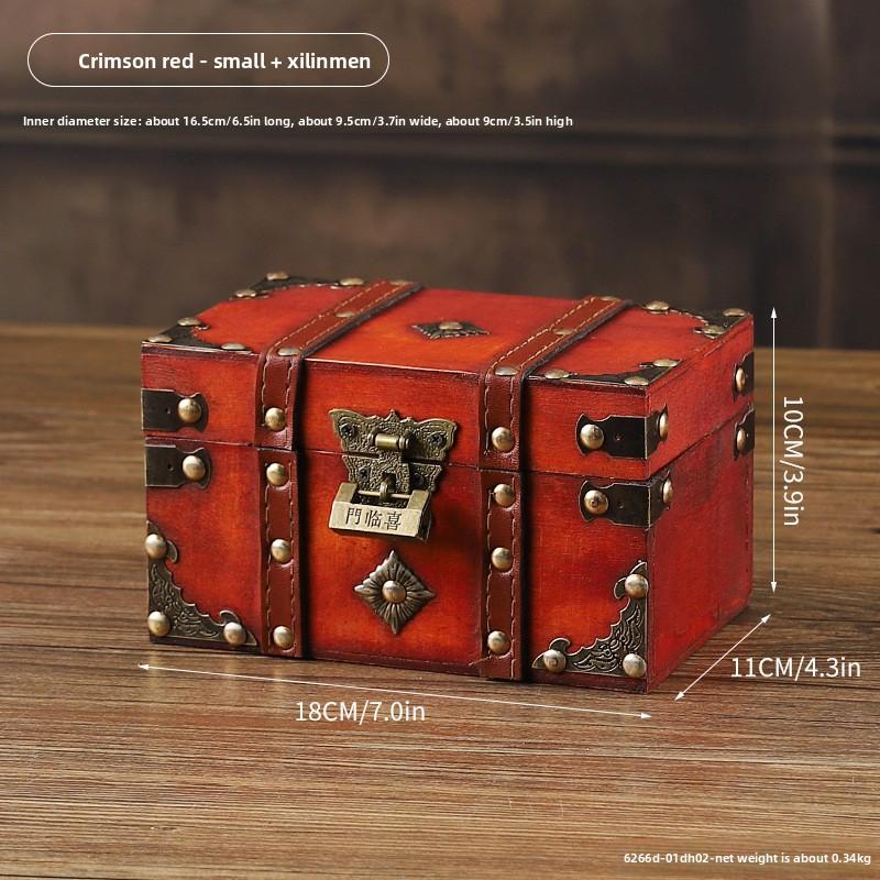 European Retro Wooden Lock Storage Box Home Storage Box Wooden Box Decorative Ornament Secret Room Escape Prop Box