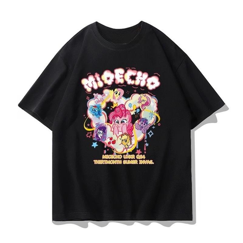 2026 summer new Cotton shortsleeved summer clothing with cartoon Little Mermaid print stylish top for mediumsized children S