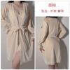 Women's French Velvet Lace Push Up Removable Pads Sleep Dress with Robe Lounge Set