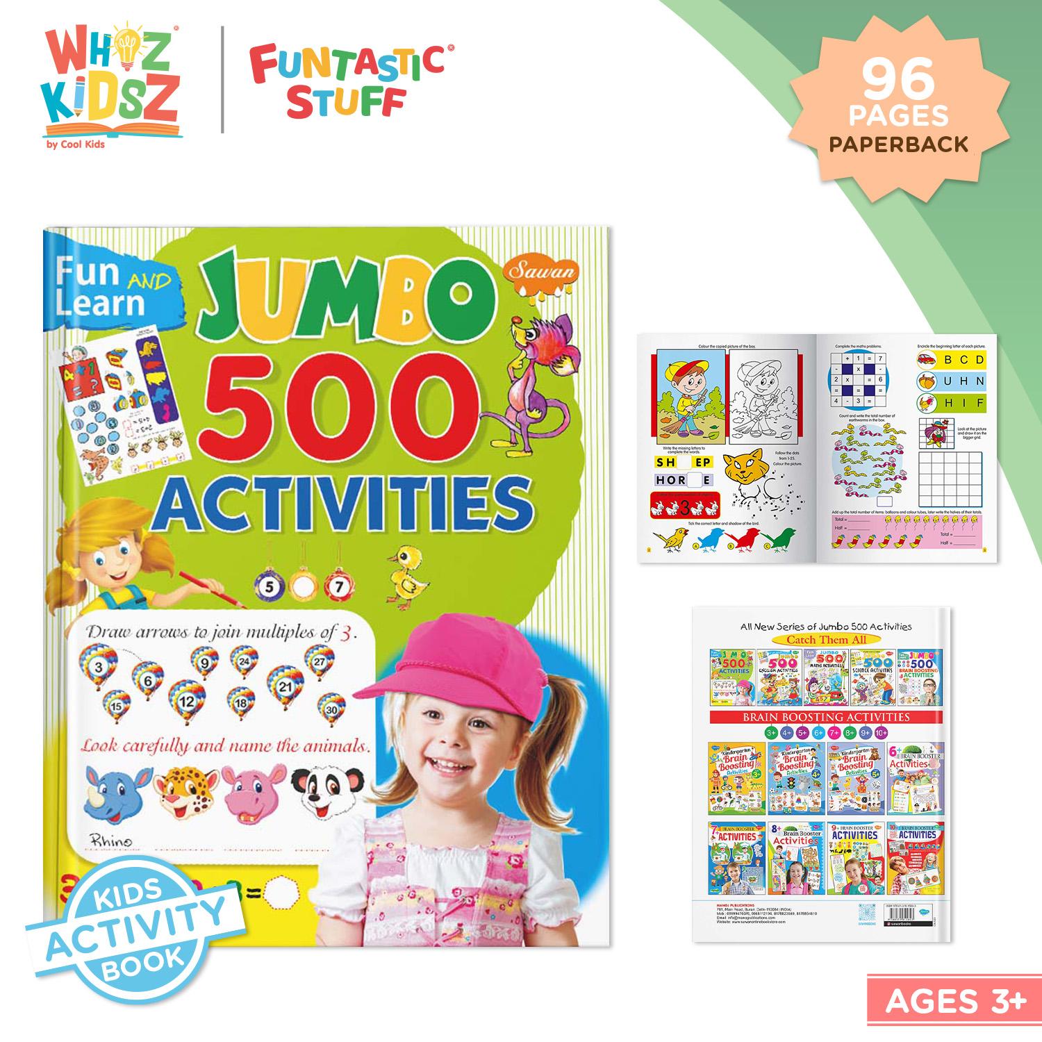 Whiz Kidsz Fun and Learn 500 Jumbo Activity Book & 505 Activities Book for Kids | 500+ Fun Learning Activities for Kids | Puzzles, Mazes & 505 Activities