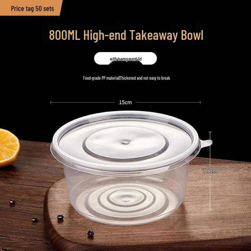 

50-Pack Round Disposable Food Containers with Lids