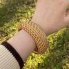 ALLYES Boho Wood Bamboo Rattan Weave Bracelet for Women Beach Jewelry Vintage Handmade Wide Wrap Wrist Bracelets & Bangles Gifts