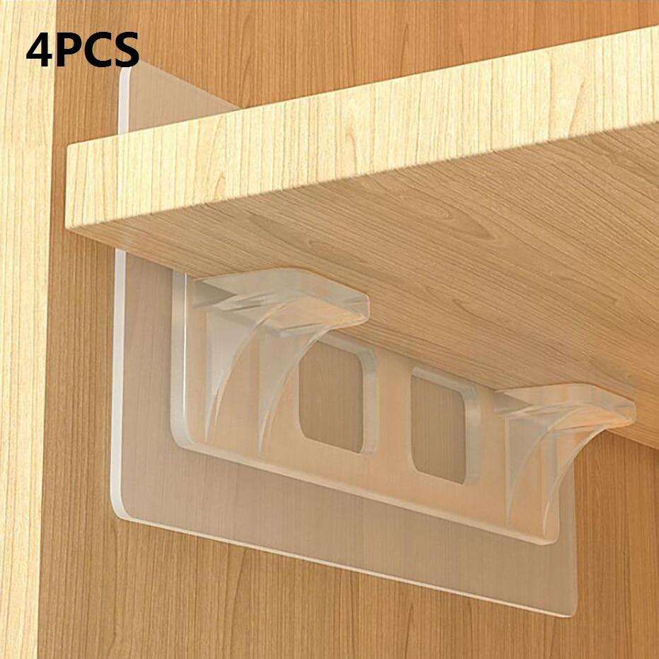 

4 шт. удлиненные колышки для поддержки полки, самоклеящиеся пробойники, бесплатный шкаф, держатель полки для гардероба, стойка 4PCS чистый