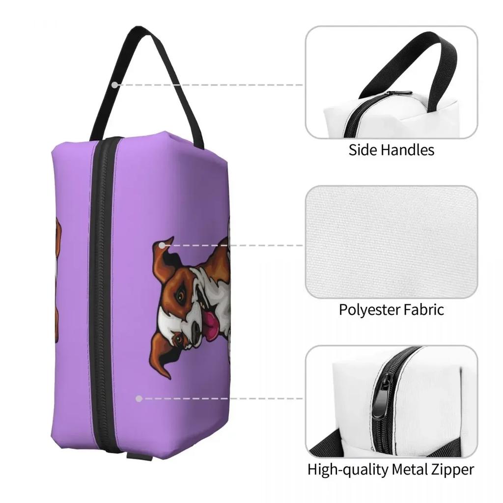 Travel Peeking Dog Jack Russell Terrier Toiletry Bag Portable Cosmetic Makeup Organizer for Women Beauty Storage Dopp Kit Box