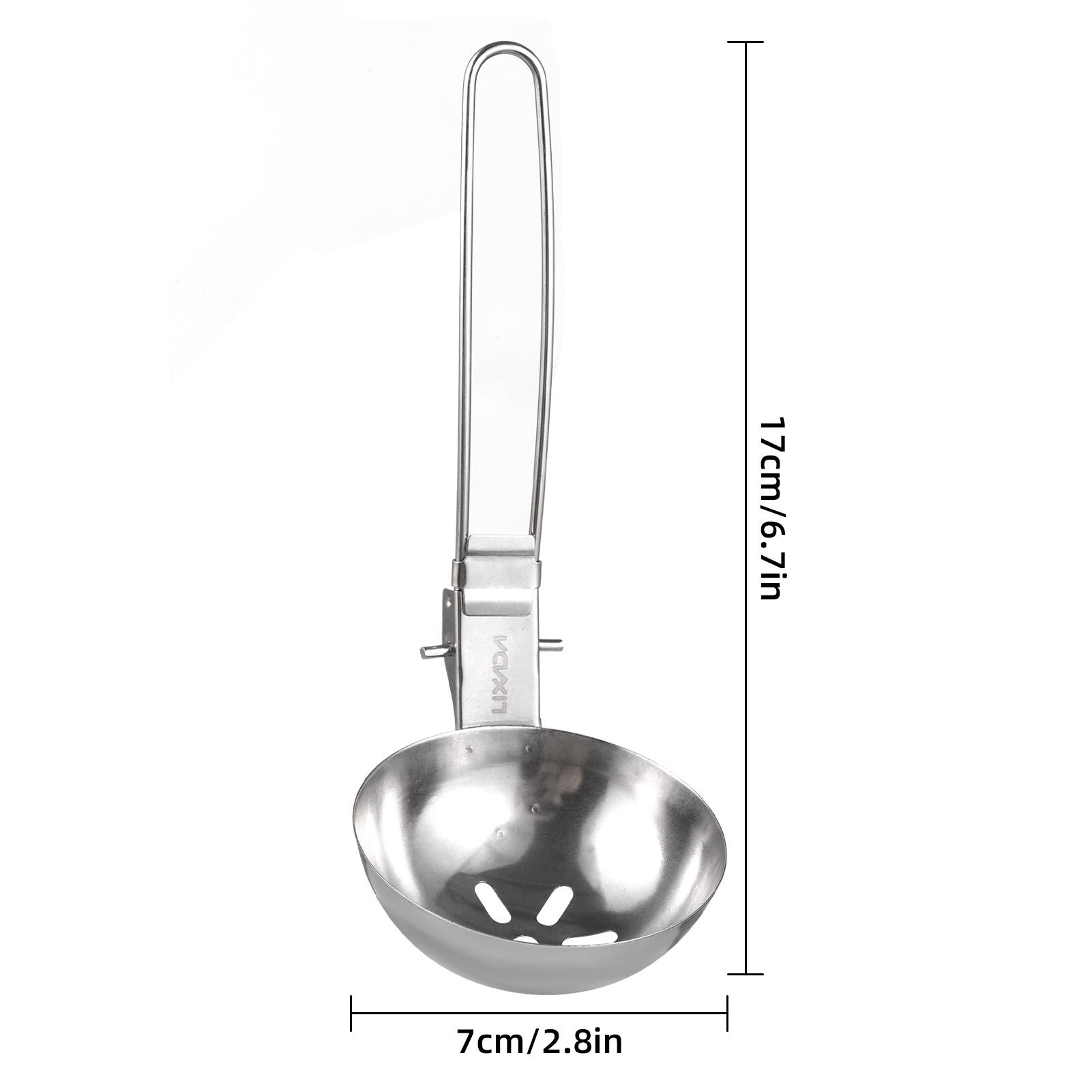 

2 шт. Скиммер из нержавеющей стали, ложка с прорезями и половник для супа, длинная ручка, сервировочная утварь, складные столовые приборы для кемпинга