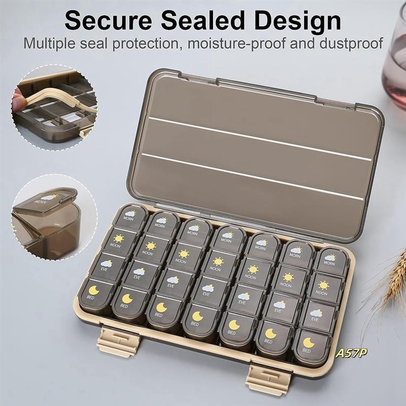 Pill Organizer 4 Times A Day Weekly Medicine Box Organizer With Separate Case Blue